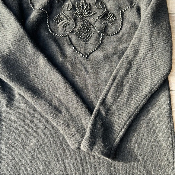 Vintage Tamra Black  Wool Angora Blend Beaded Sweater - Picture 10 of 15